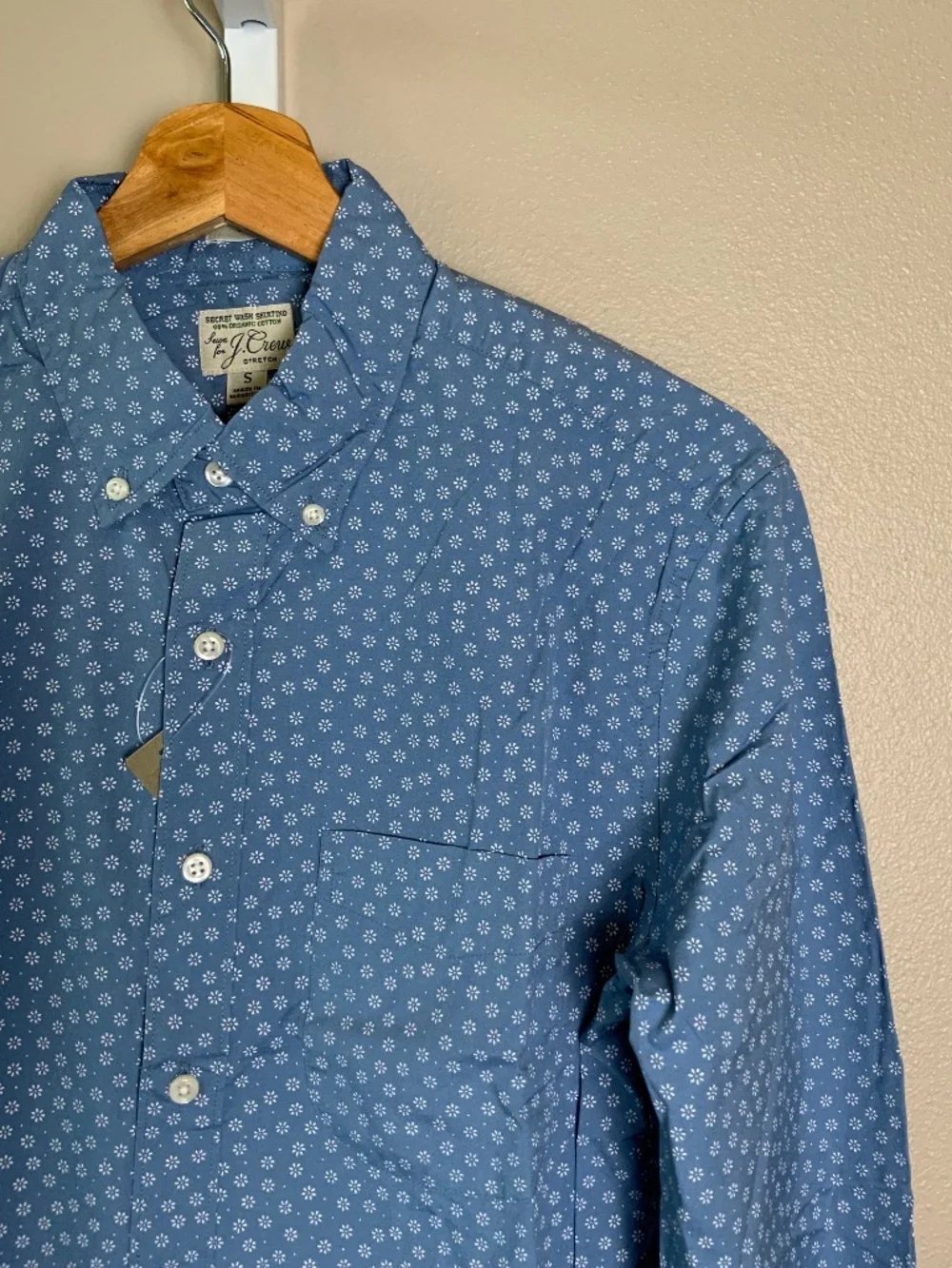 J. Crew Slim Stretch Secret Wash Cotton Poplin Button Down Shirt in Daisy